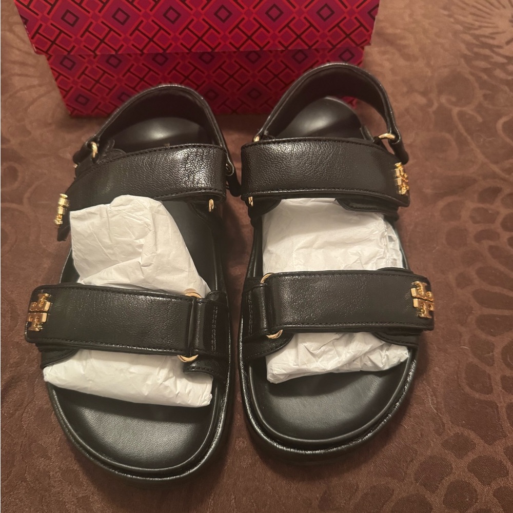 Tory Burch Kira Sport Sandal Black with Gold Accents